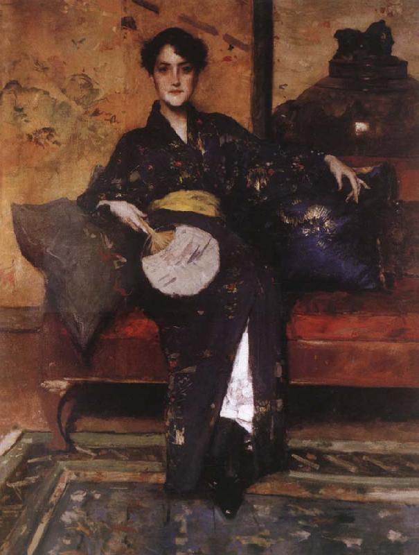 William Merritt Chase Blue Kimono oil painting image
